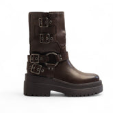 Europeon Union Women Brown Leather Half Boot #3295